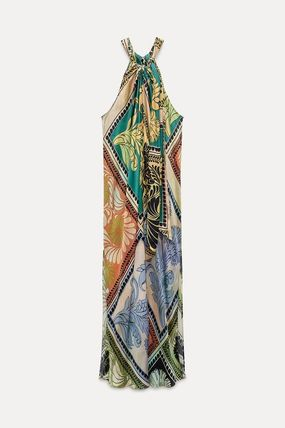 Damen Print Boho Midi Lose Kleider