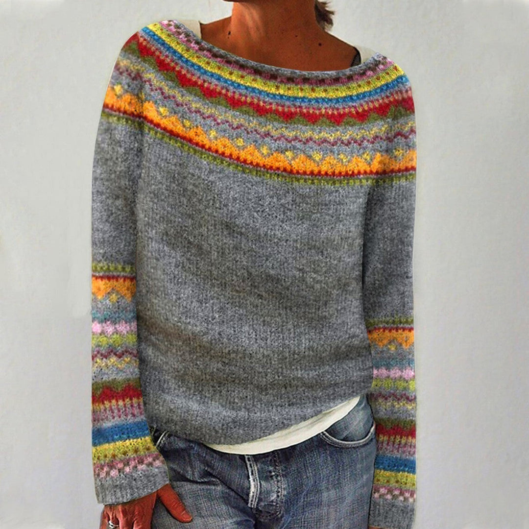 Heidi-Mode | Retro Gestrickter Pullover für Damen Warm und Komfortabel