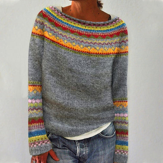 Heidi-Mode | Retro Gestrickter Pullover für Damen Warm und Komfortabel