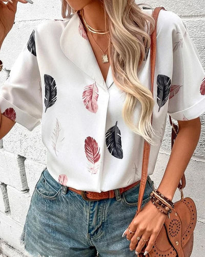 Heidi-Mode | Bluse mit Federn und Kurzen Ärmeln