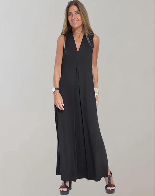 Schlankmachendes Kleid mit V-Ausschnitt