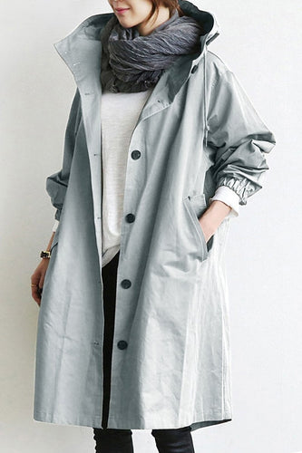 Wasserdichter Trenchcoat mit Kapuze für Damen