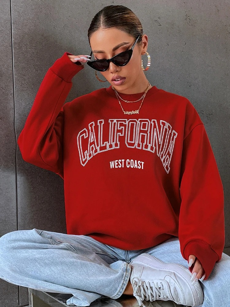 Heidi-Mode - Streetwear Herbst Kalifornien Westküste Oversized Sweatshirt für Frauen