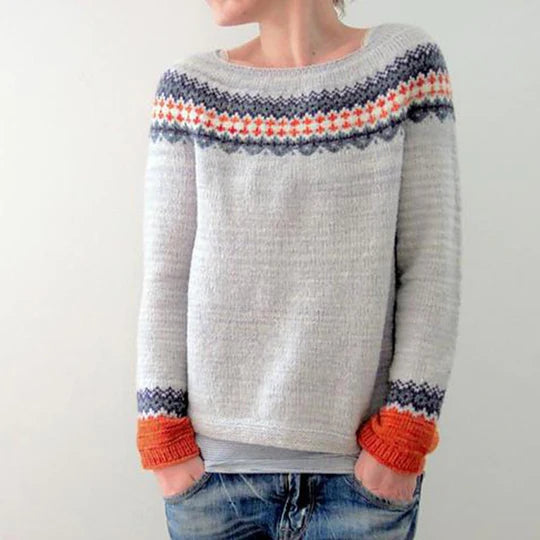 Graue Boho Stil Pullover