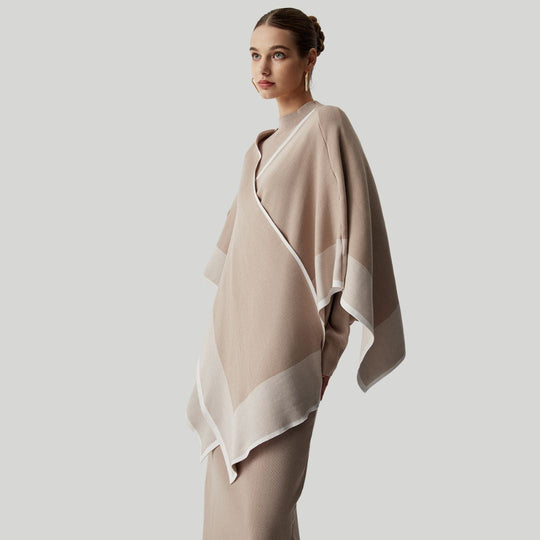 Langärmliges Midi-Pulloverkleid mit passendem Ombre-Kimono