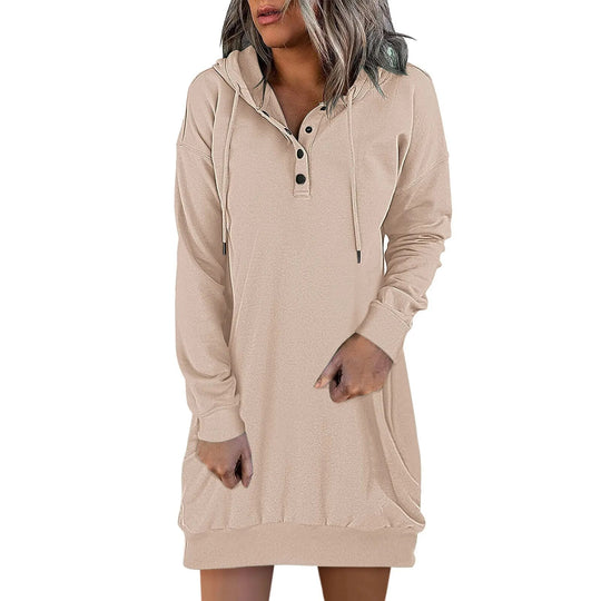 Damen Kapuzenpullover Kleid