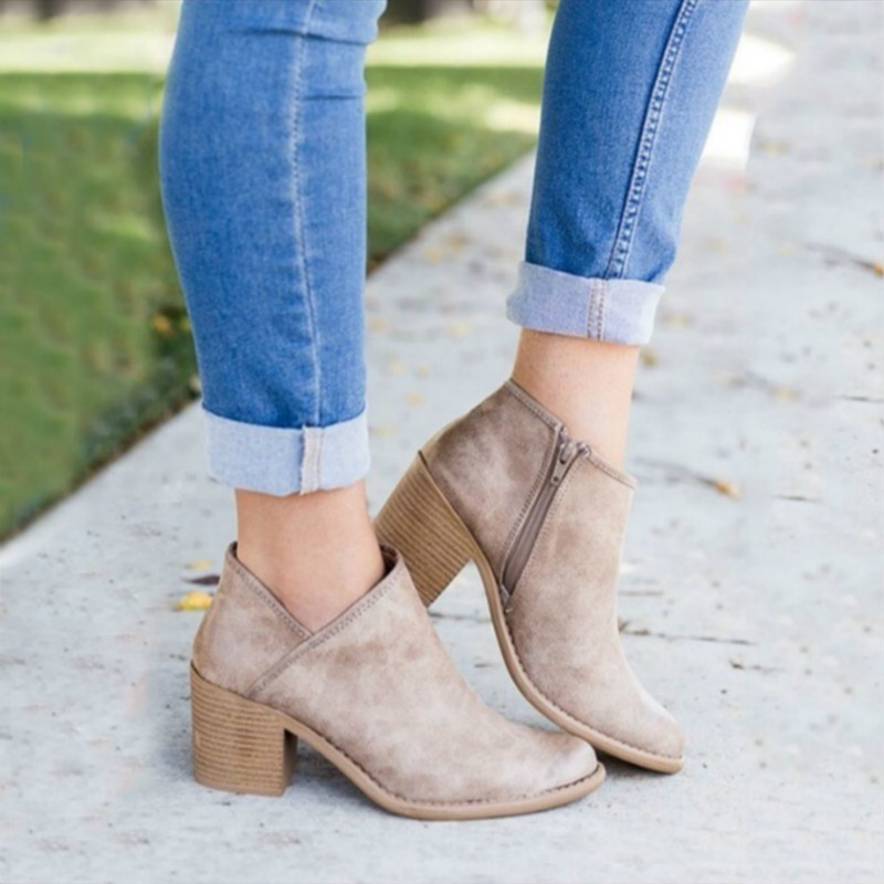 Heidi-Mode | Leder Elegante Stiefel mit Absatz für Frauen