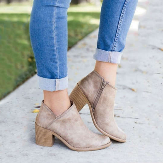 Heidi-Mode | Leder Elegante Stiefel mit Absatz für Frauen