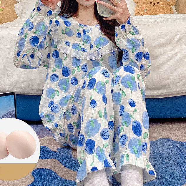 Heidi-Mode | Cloud Cotton Rundbindung Brustpolster Heim Pyjama Satz