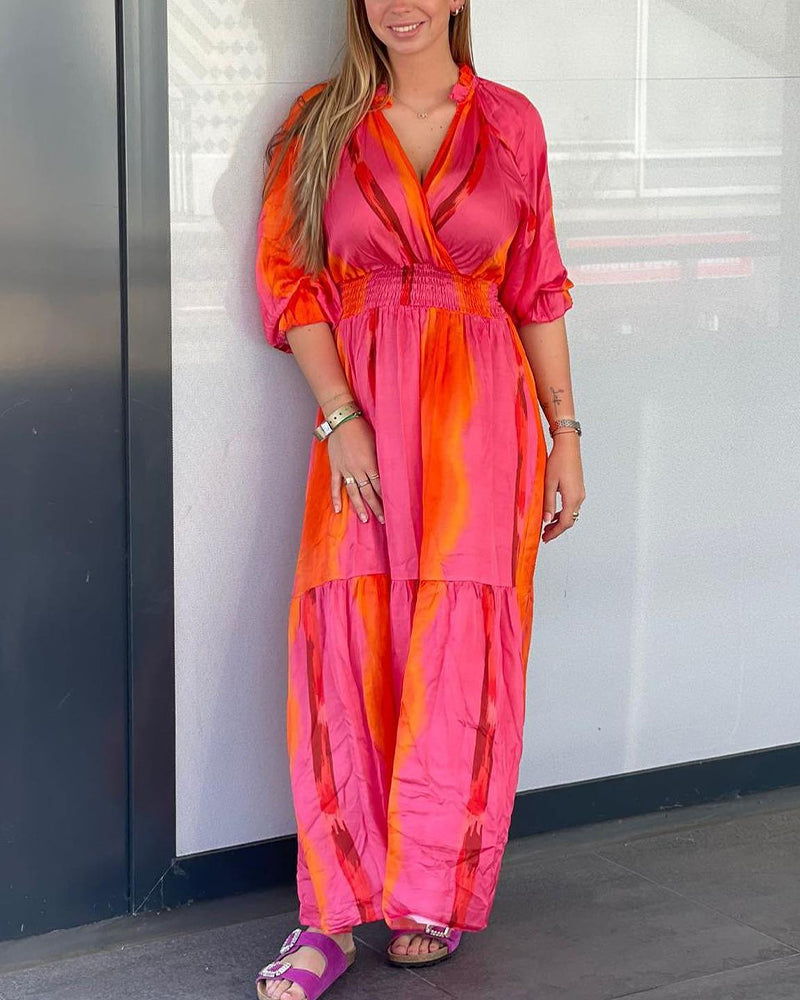 Heidi-Mode | Kleid mit 3/4-Ärmeln und V-Ausschnitt