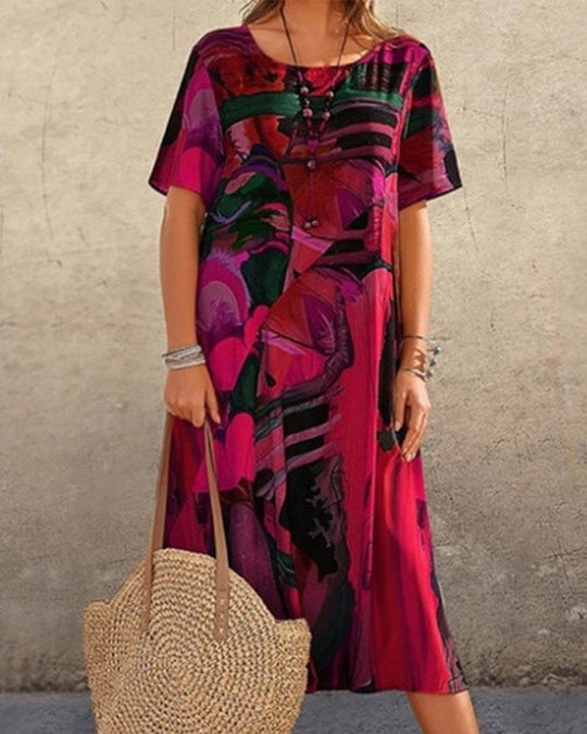 Heidi-Mode | Kleid Mantel mit Rundhalsausschnitt und Geometrischem Muster
