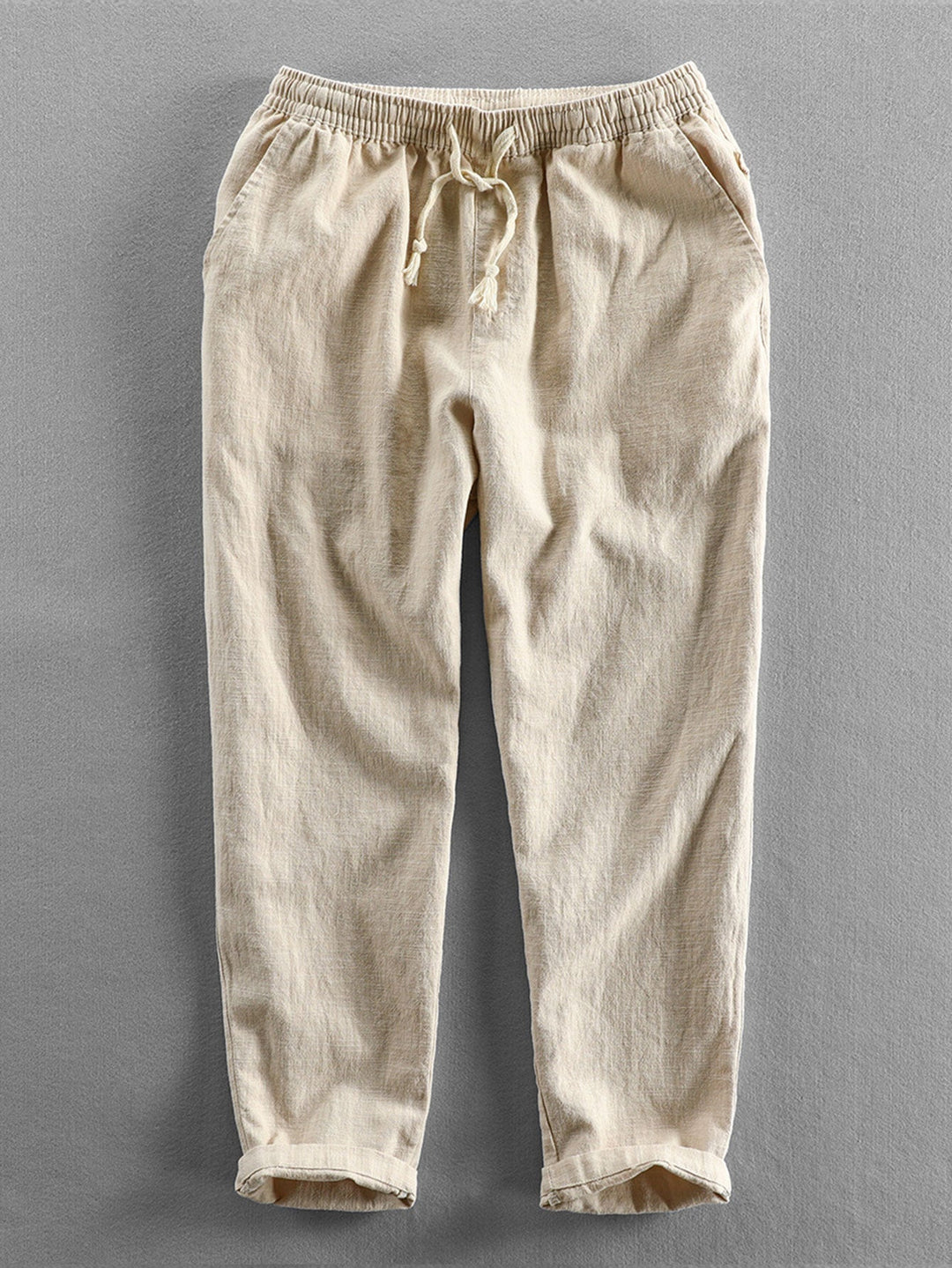Sleeve Linen and Cotton Blend Button Up Shirt & Linen Cotton Blend Cropped Pants