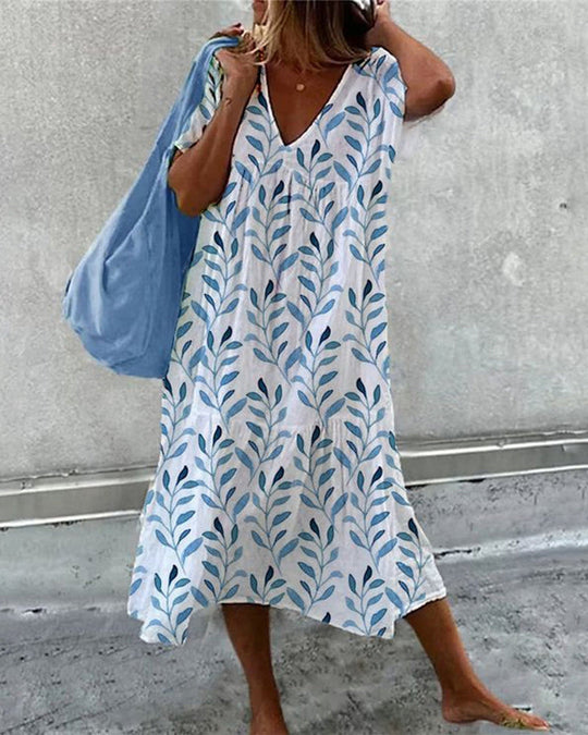 Heidi-Mode | Midikleid mit Blattdruck