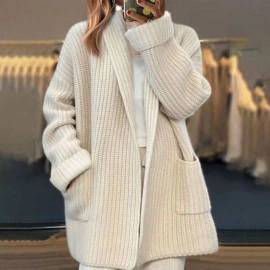 Bequem Lang Gestrickte Jacke Für Damen