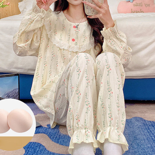 Heidi-Mode | Cloud Cotton Rundbindung Brustpolster Heim Pyjama Satz