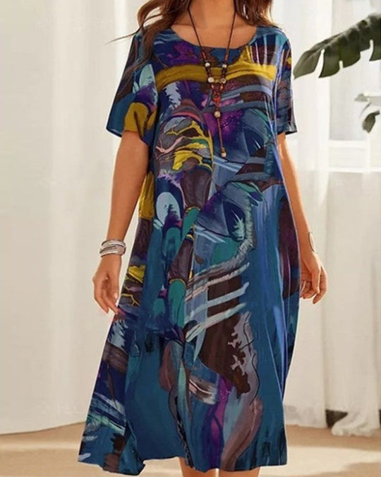 Heidi-Mode | Kleid Mantel mit Rundhalsausschnitt und Geometrischem Muster