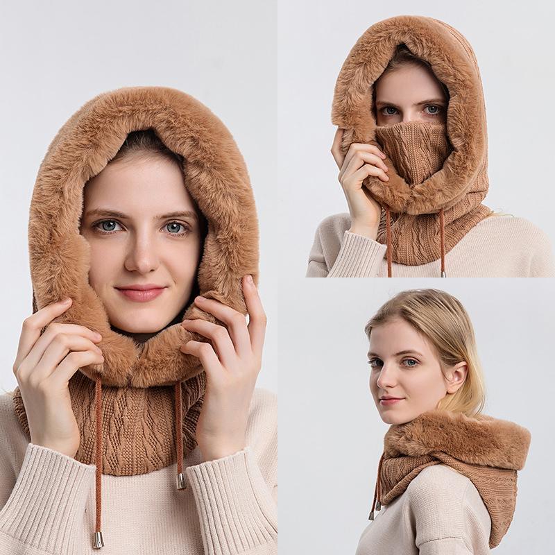 Heidi-Mode - Warmer, flauschiger Kapuzenpullover mit Schal