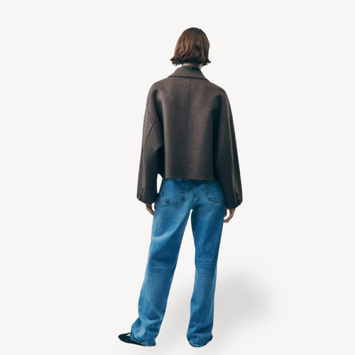 Heidi-Mode | Damen Braune Oversized Kurze Jacke