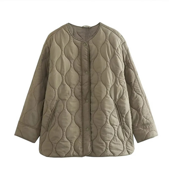Heidi-Mode | Bequemes Rundhals gepolstertes Jacket mit Knöpfen Ideal für Herbst/Winter