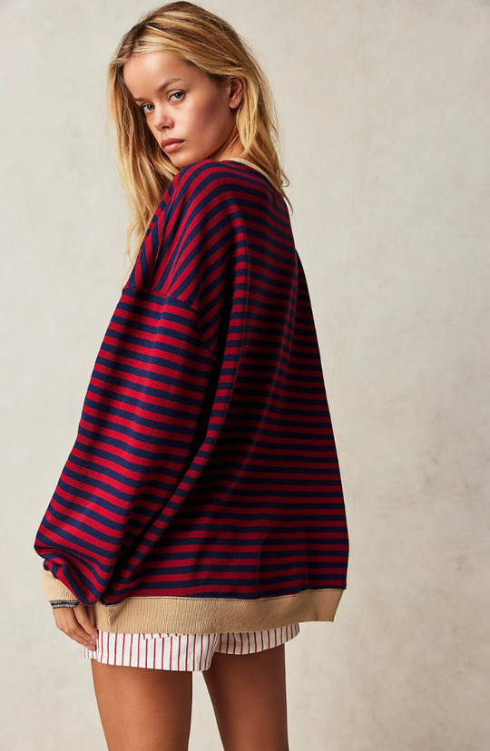 Heidi-Mode | Übergroßer Pullover Gestreifter, Gemütlicher Pullover