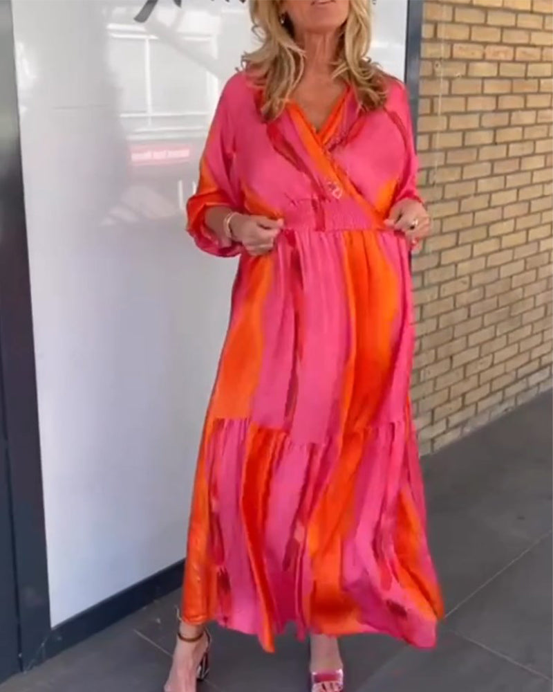 Heidi-Mode | Kleid mit 3/4-Ärmeln und V-Ausschnitt