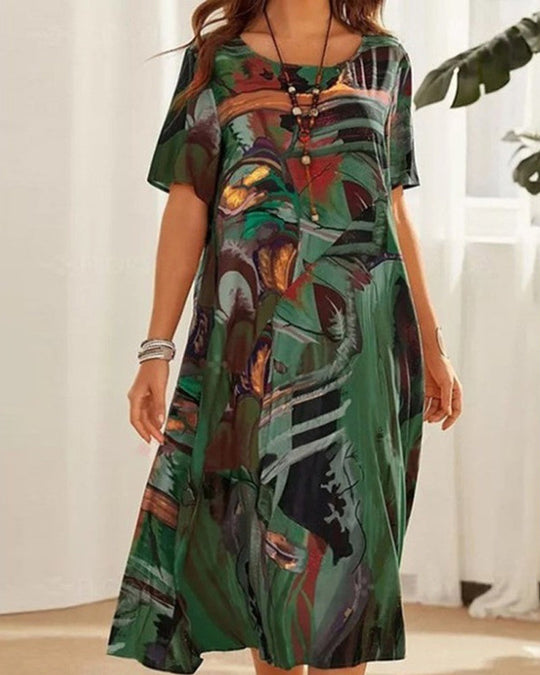 Heidi-Mode | Kleid Mantel mit Rundhalsausschnitt und Geometrischem Muster