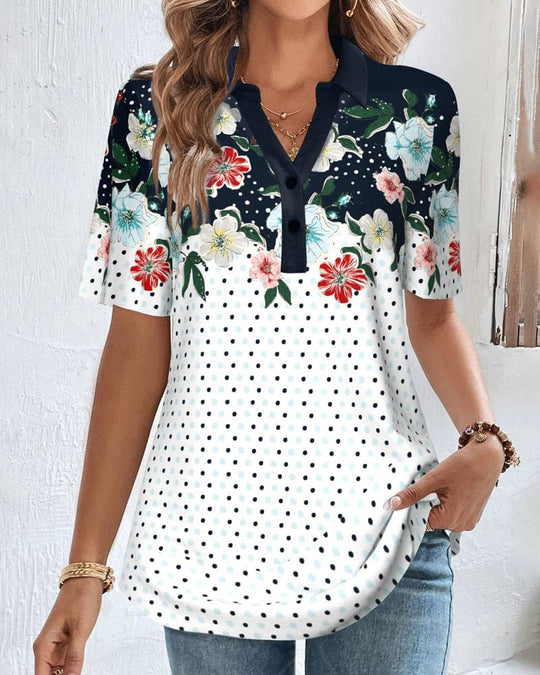 Heidi-Mode | Bluse mit Rollkragen und Blumenmuster