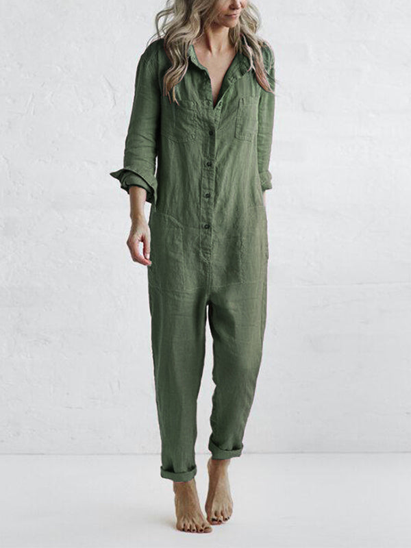 Bequemer Jumpsuit mit langen Ärmeln