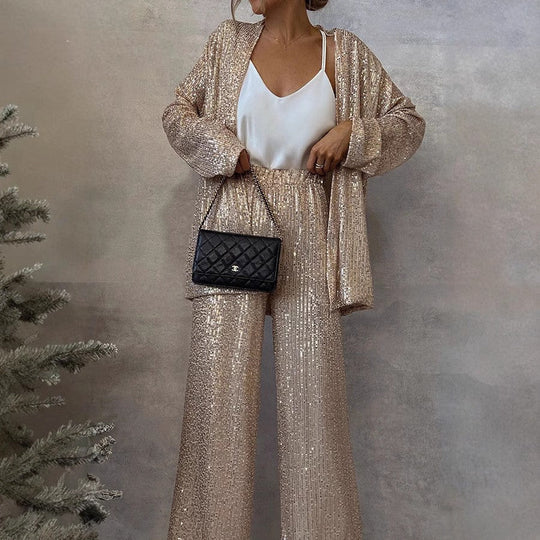 Heidi-Mode | Trendiges Design High-Waist-Paillettenanzug