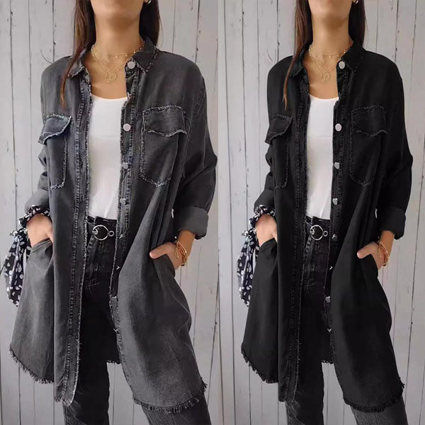 Heidi-Mode | Bequeme Damenjacke im Faux-Denim-Stil