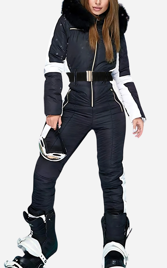 Heidi-Mode | Ski Overall 1 Stück mit Gürtel Damen Eleganz und Wärme