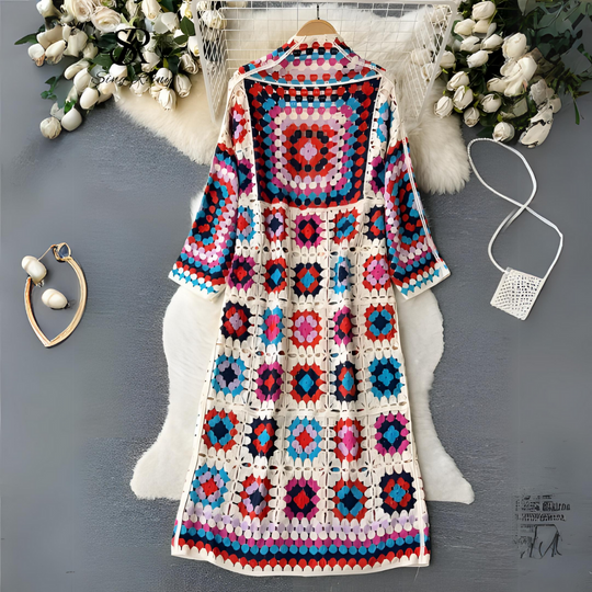 Heidi-Mode | Farbig Lang Strickjacke