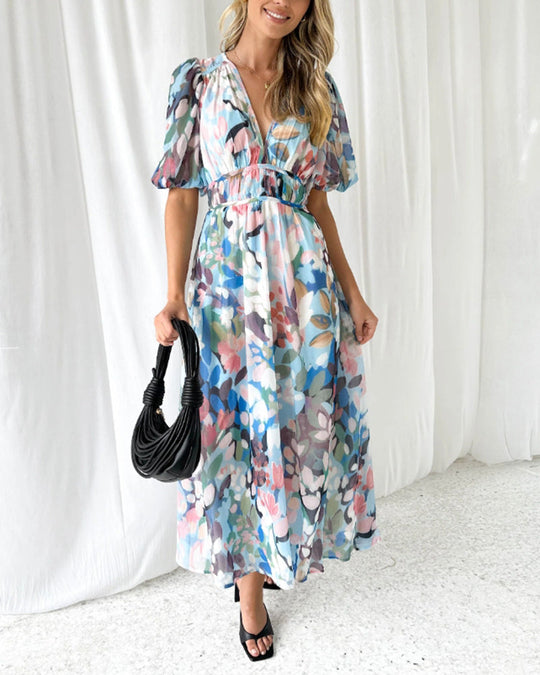 Heidi-Mode | Boho Blumen Maxi Kleid