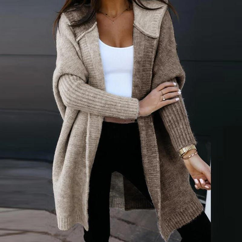 Heidi-Mode | Damen Grob Strickjacke Offene Vorderseite, Lässige Passform