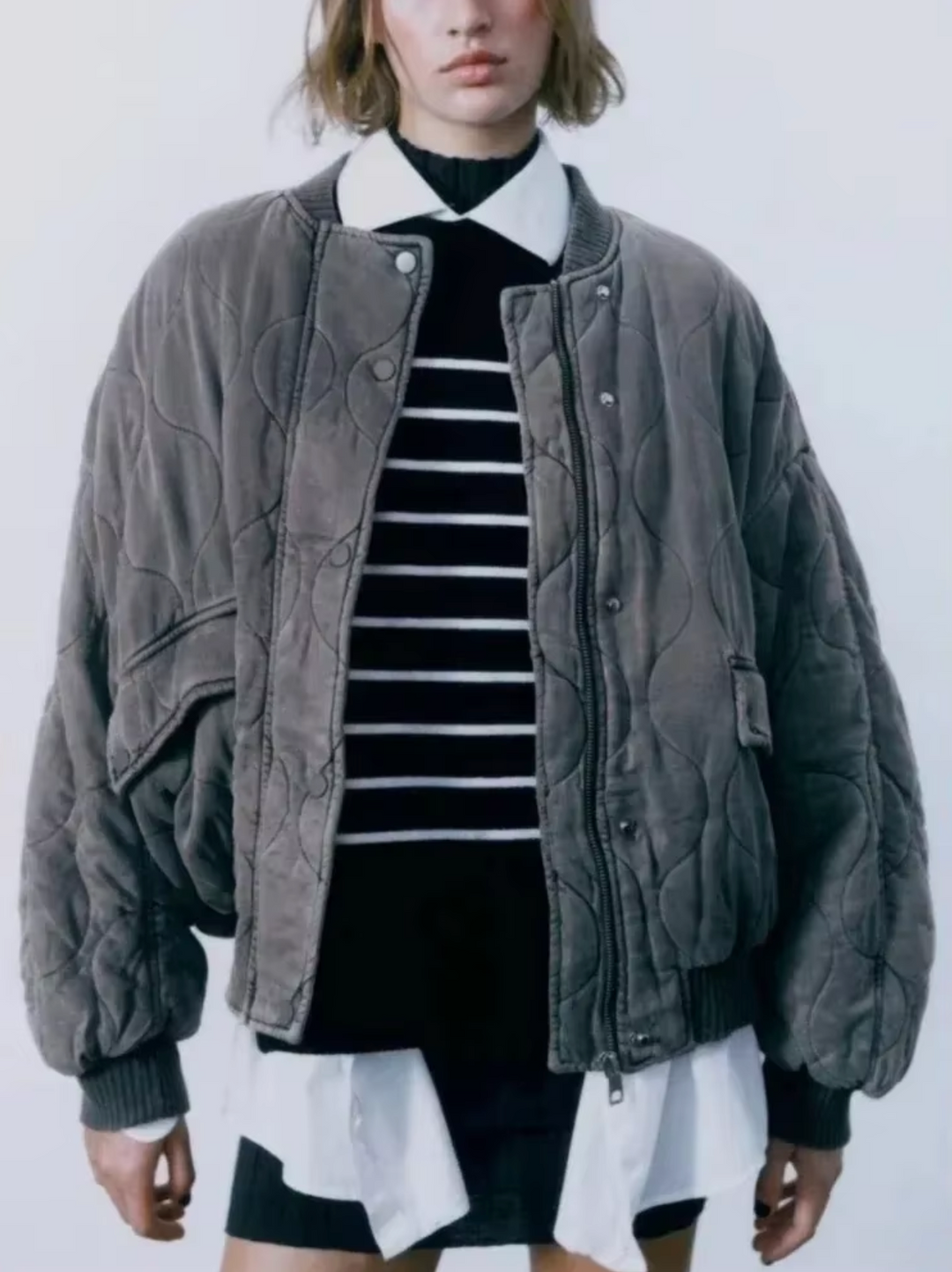 Baumwolljacke mit Rundhalsausschnitt