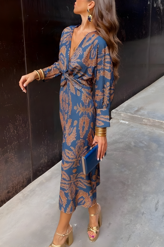 Heidi-Mode | Knotendes V-Ausschnitt Maxikleid
