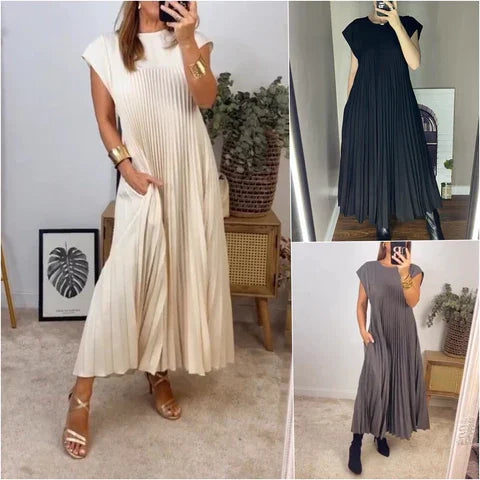 Kurzärmliges Plisseekleid