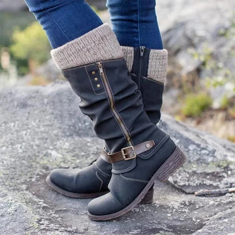 Heidi-Mode | Knielange Vegane Leder Winter Schneestiefel Für Damen Perfekt Für Den Winter