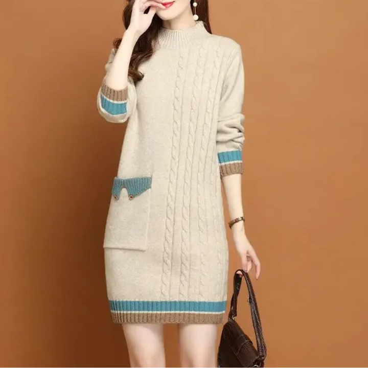 Sweater Midi-Kleid Gestrickt Damen