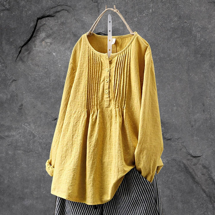 Heidi-Mode | Boho-Chic Bluse Shirt mit Knopfleiste und Rüschen