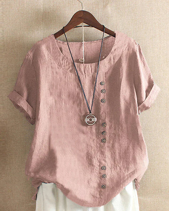 Heidi-Mode | Stilvolle Bluse mit Rundhalsausschnitt und Knöpfen