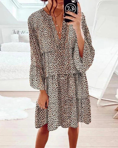 Leopard Knielänges Kleid