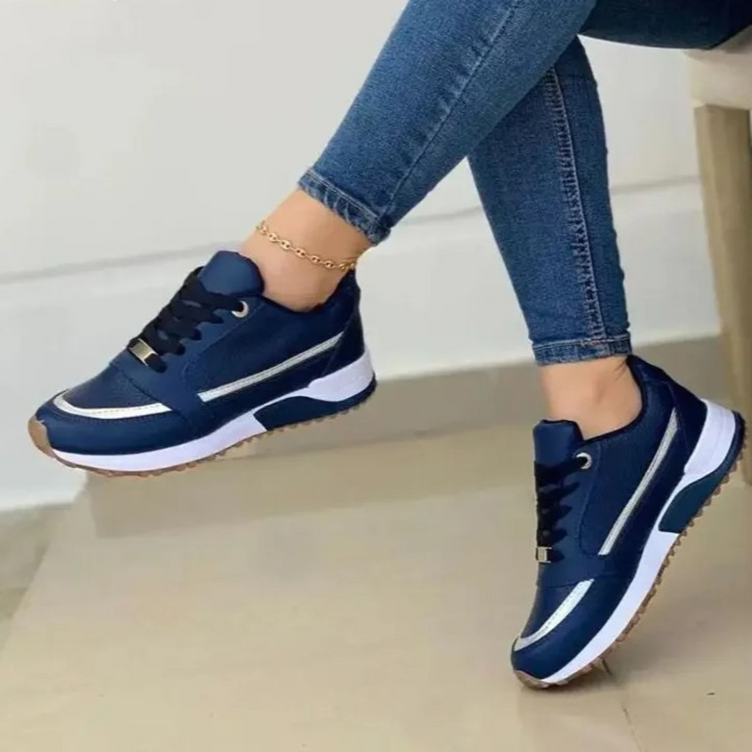 Heidi-Mode | Sport Stil Leder Weiß Weiche Sohle Damenschuhe