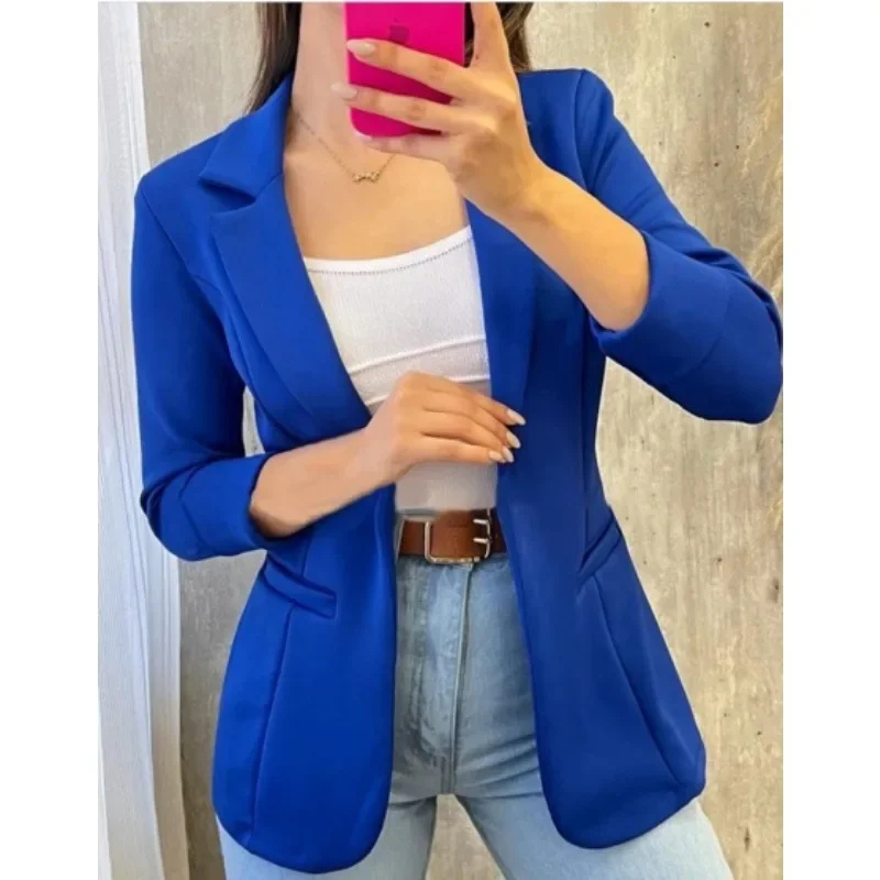 Heidi-Mode | Langer Damen Blazer mit Slim Fit und Aufgerollten Ärmeln
