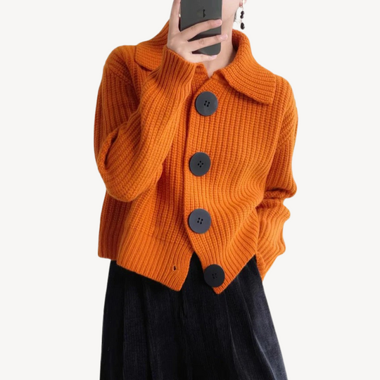 Heidi-Mode | Damen Strick-Peter-Pan-Kragen Cardigan