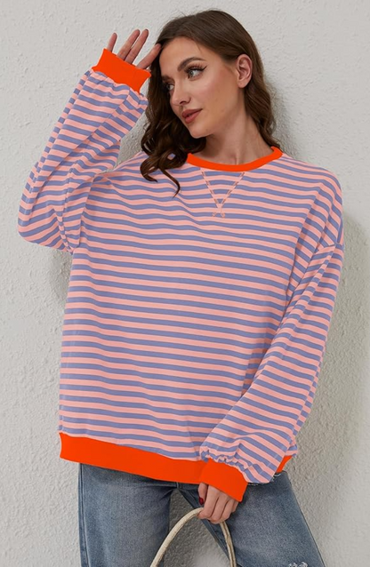 Heidi-Mode | Übergroßer Pullover Gestreifter, Gemütlicher Pullover