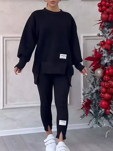 Heidi-Mode | Eleganter Pullover mit Patchwork und Leggings-Set Ideal für den Winter