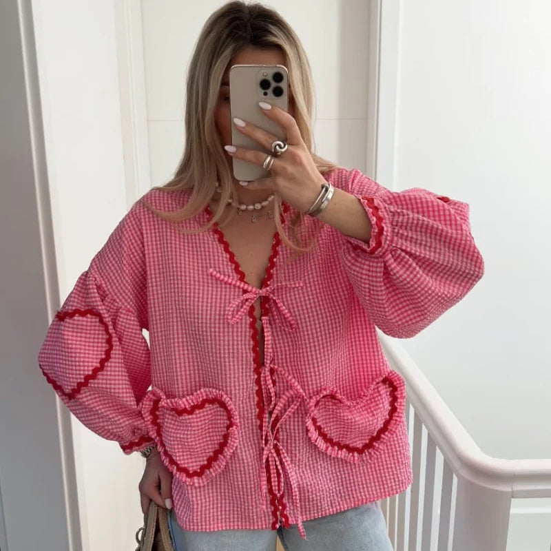 Heidi-Mode | Bluse mit Herz-Taschen
