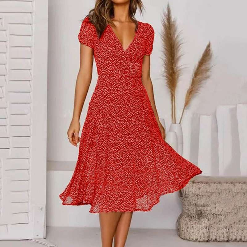 Heidi-Mode | Lässiges Schickes Kleid Mit V-Ausschnitt