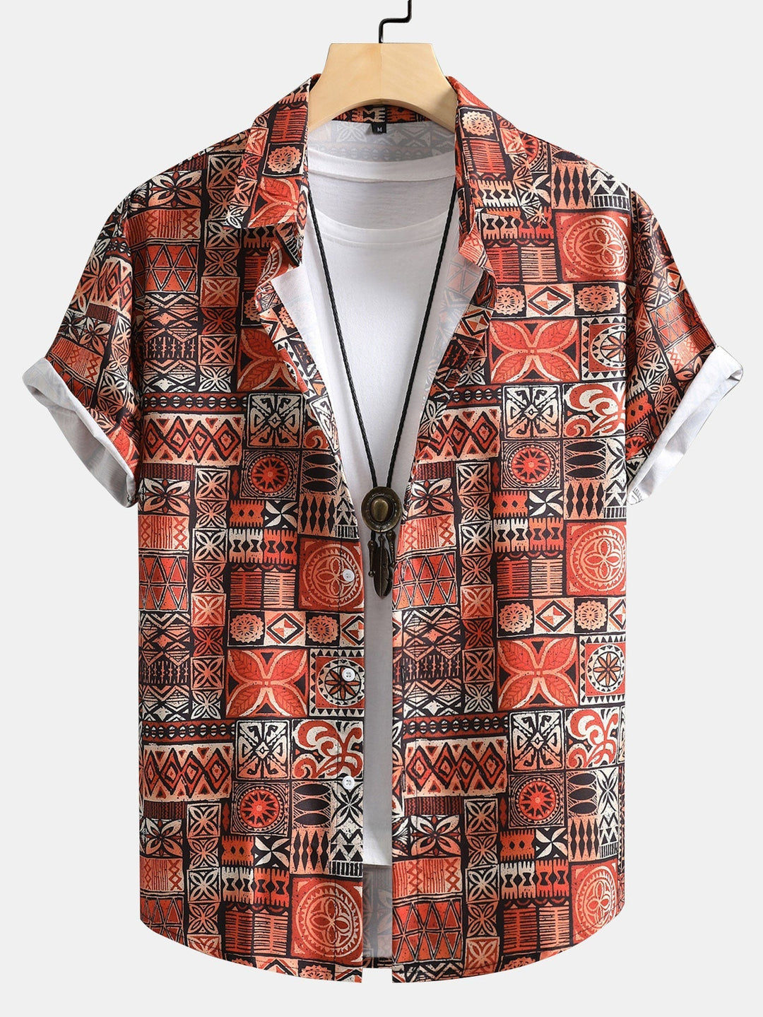 Patchwork Print Button Up Hemd